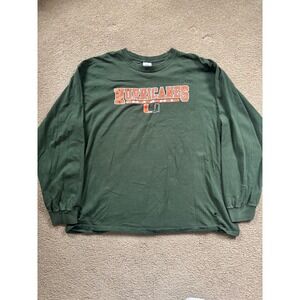 Gildan Cotton Miami Hurricanes Long Sleeve Mens Extra Large Green Orange